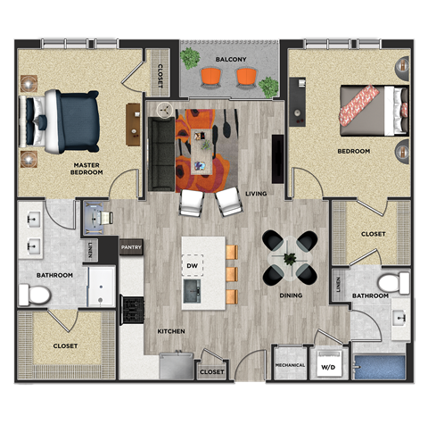 B1 Floor Plan at 675 N. Highland, Atlanta, GA